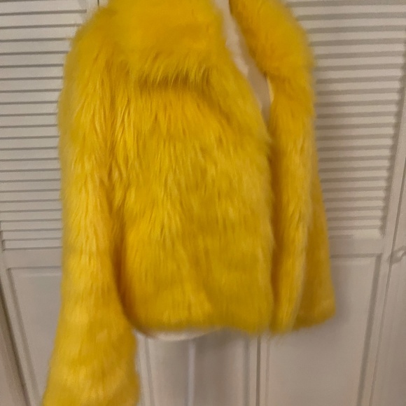 Yellow Fuzzy Faux Fur Coat 